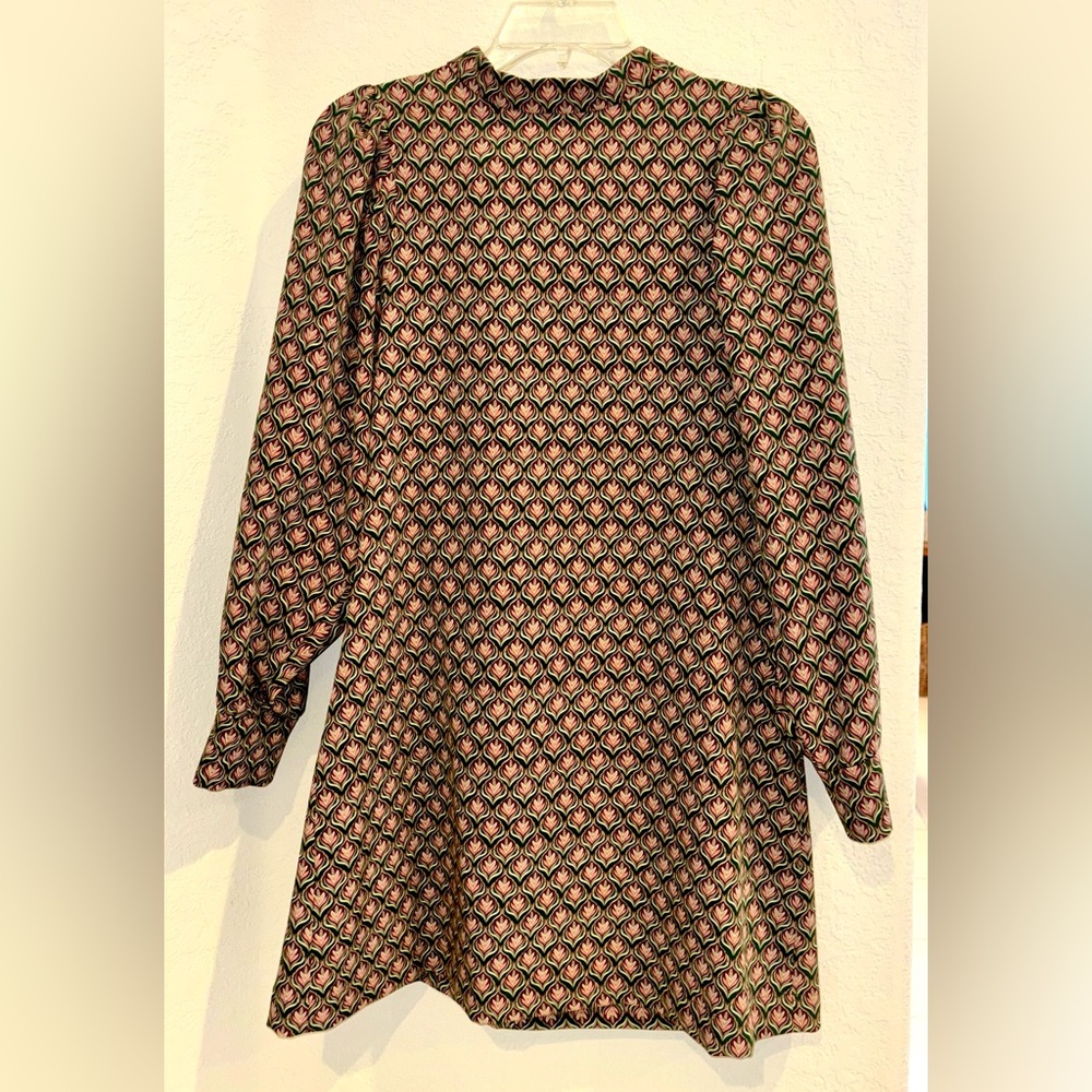 ZARA Boho-Chic Pattern A-line Long Sleeve Mini Dress